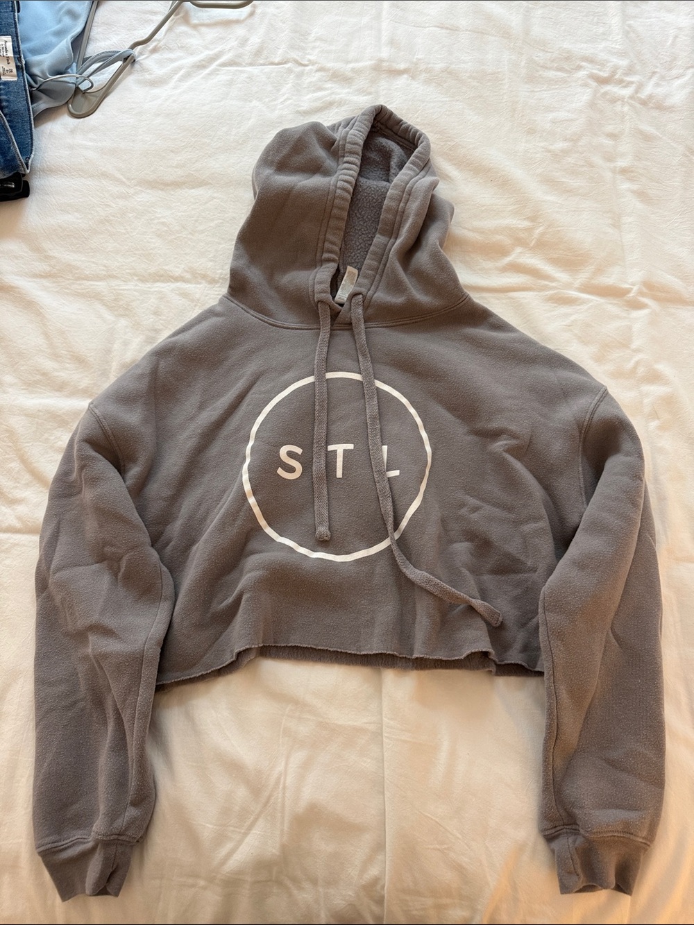 Cropped Gray Hoodie with STL Circle Logo